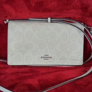 Coach Cream Foldover Signature Crossbody Bag